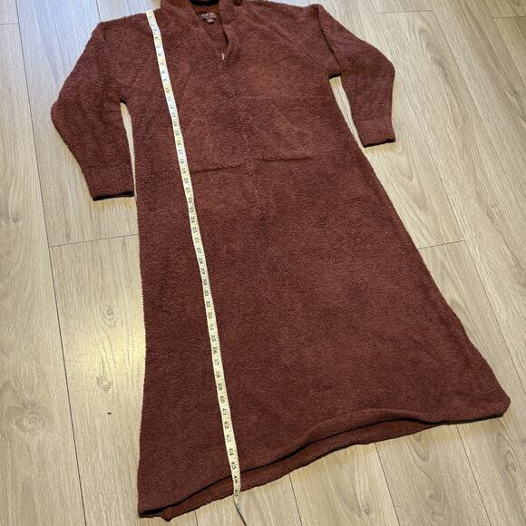 Barefoot Dreams S/M CozyChic Zip Hooded Lounger Robe Brown Soft Cozy - Picture 8 of 16